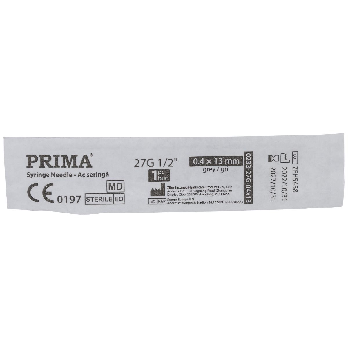 Ac de seringa, subtire, 27G, mic, medical, steril, pentru injectie intravenoasa, hipodermica si perfuzie, gri, 0.4x13mm, 100 buc, PRIMA — imaginea 4