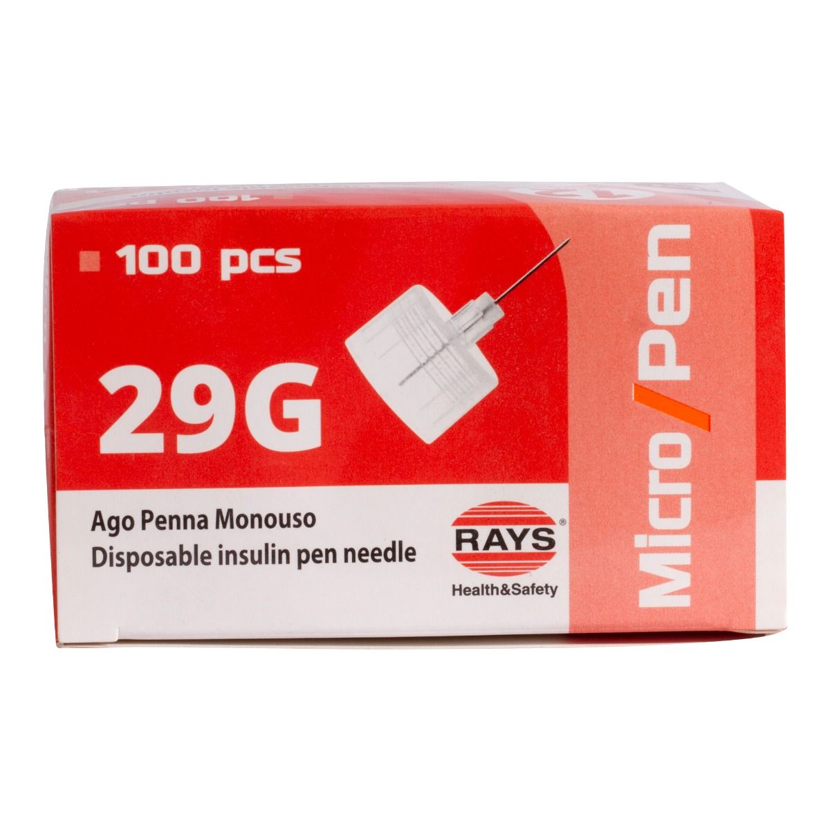 Ace insulina, tip PEN, subtiri, 29G, mici, medicale, sterile, pentru administrarea insulinei, rosii, 12mm, 100 buc, RAYS — imaginea 2