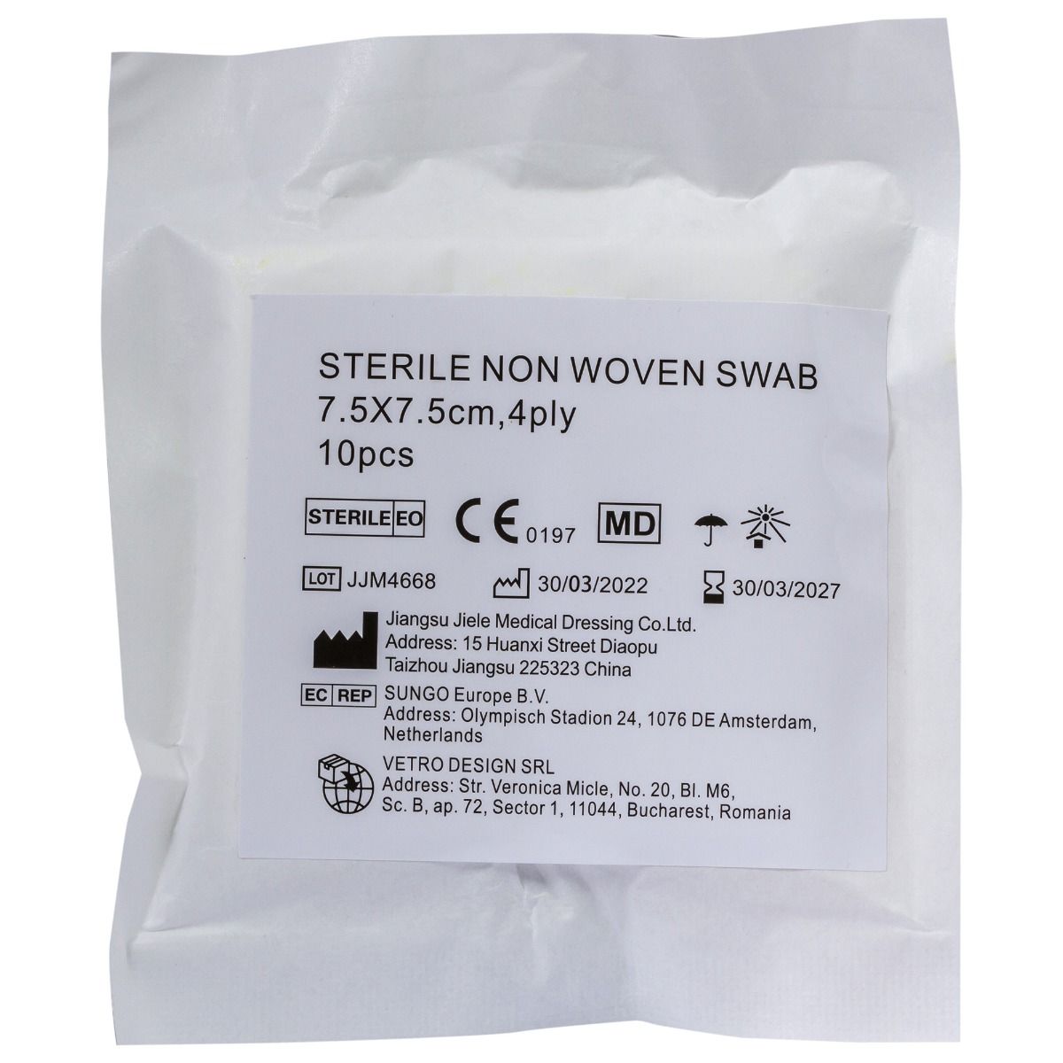 Comprese sterile din material netesut, 7.5x7.5cm, 10 bucati — imaginea 3