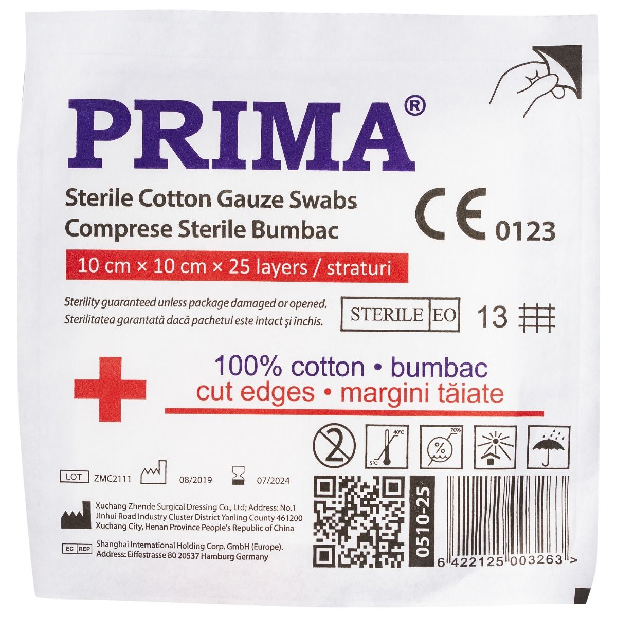 Comprese sterile din tifon, PRIMA, 10x10cm, 25 bucati — imaginea 4