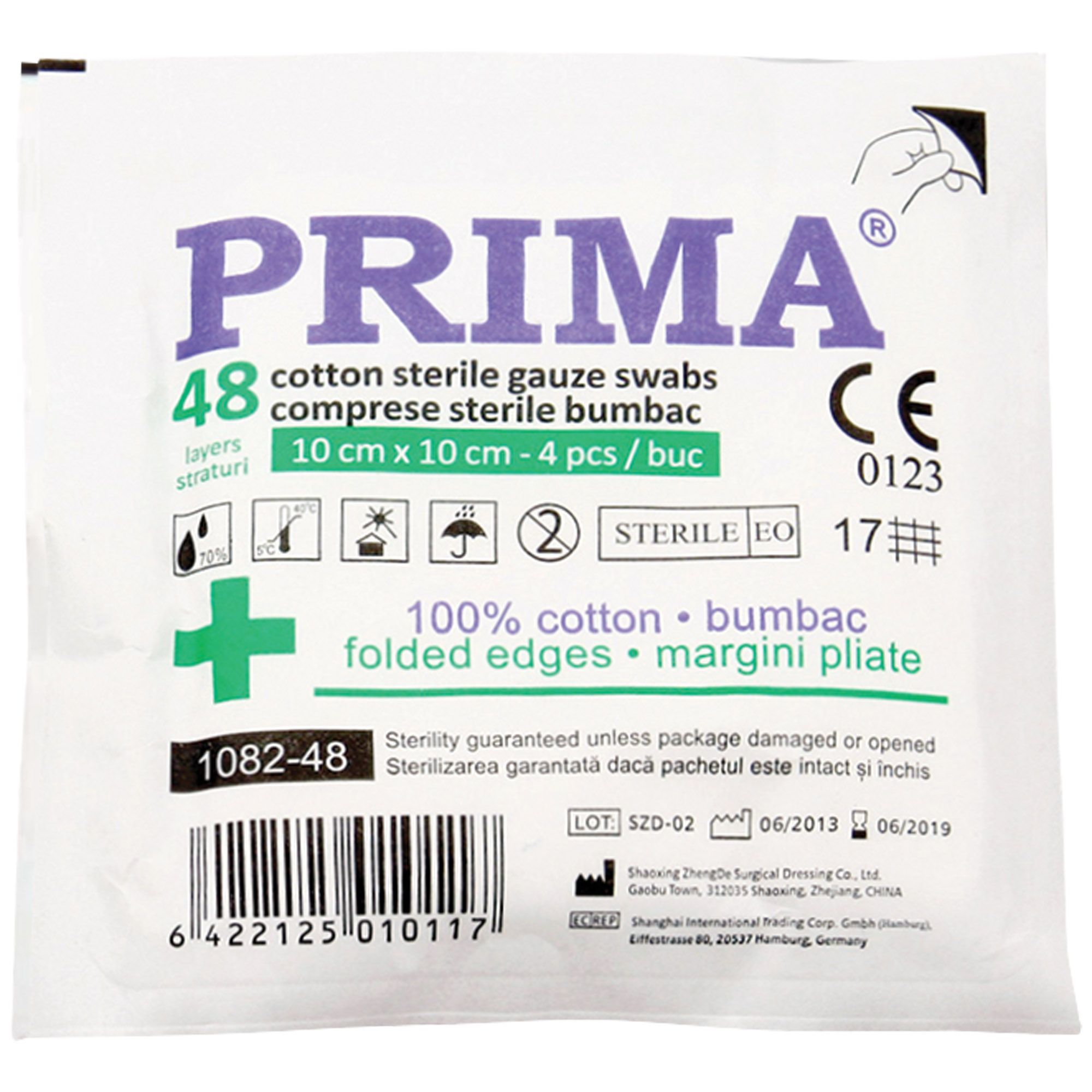 Comprese sterile din tifon, PRIMA, 10x10cm, 48 straturi/plic, 4 bucati — imaginea 4