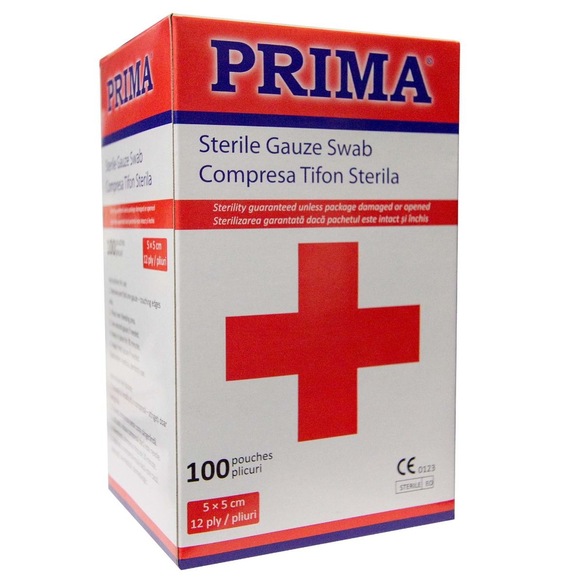 Comprese sterile PRIMA, tifon bumbac, 5x5 cm, 12 straturi — imaginea 5