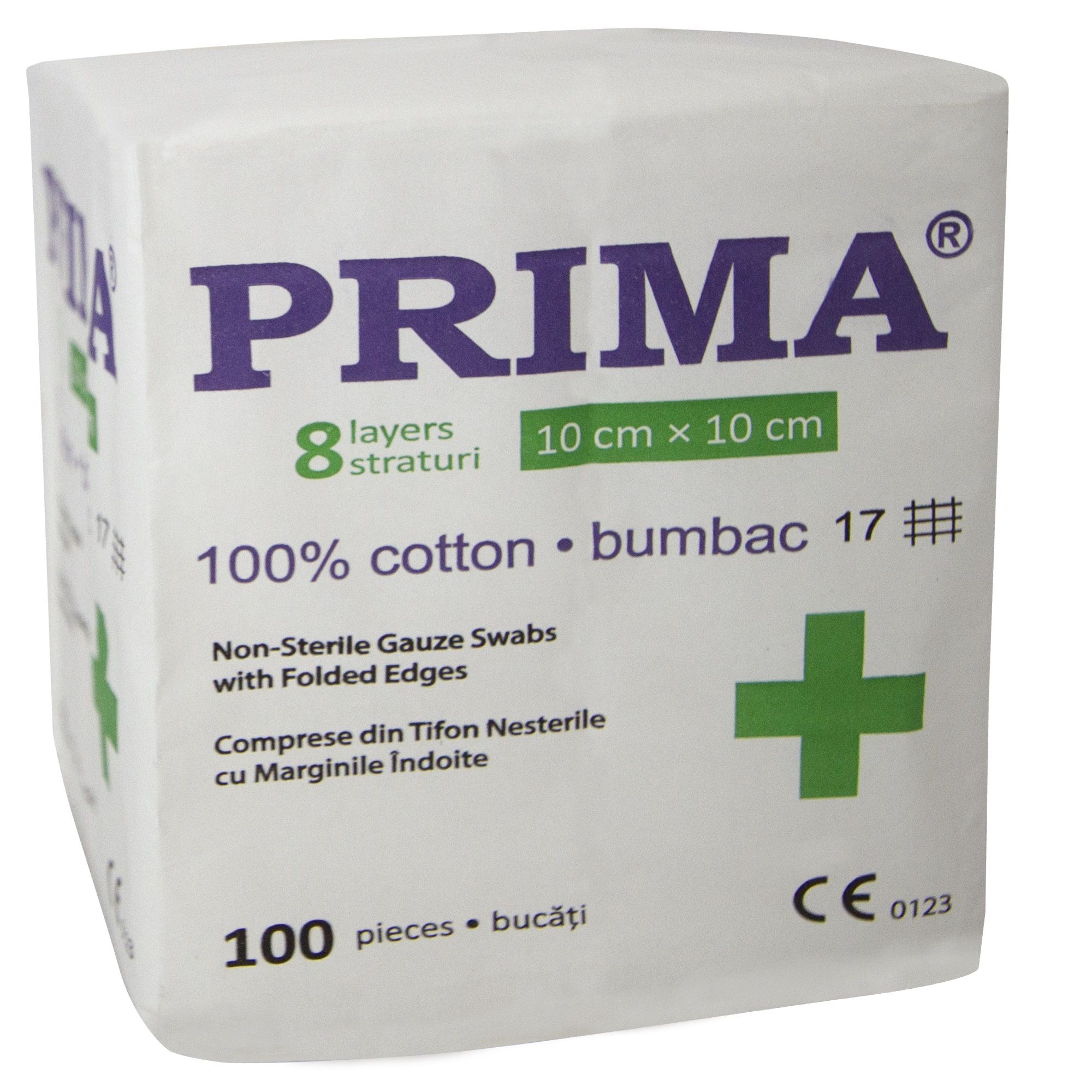 Comprese tifon PRIMA, nesterile, 8 pliuri, 10x10 cm, 100 buc. — imaginea 2