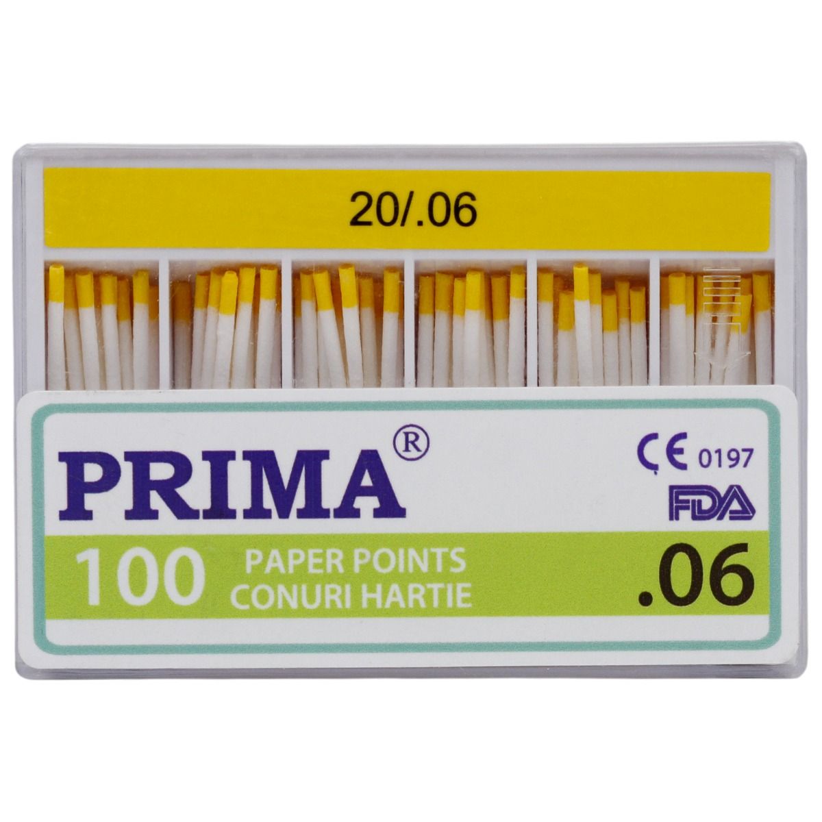 Conuri de hârtie PRIMA .06, asortate, pentru endodonție