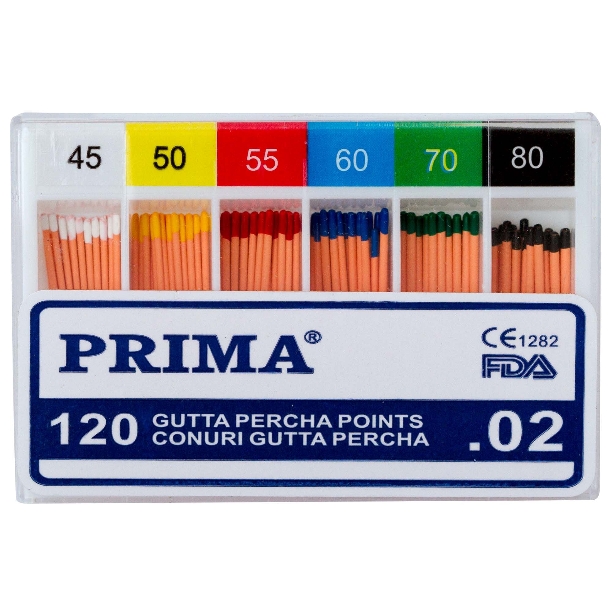 Conuri Gutapercă Asortate .02, PRIMA, Mărimi 45-80, 120 buc.