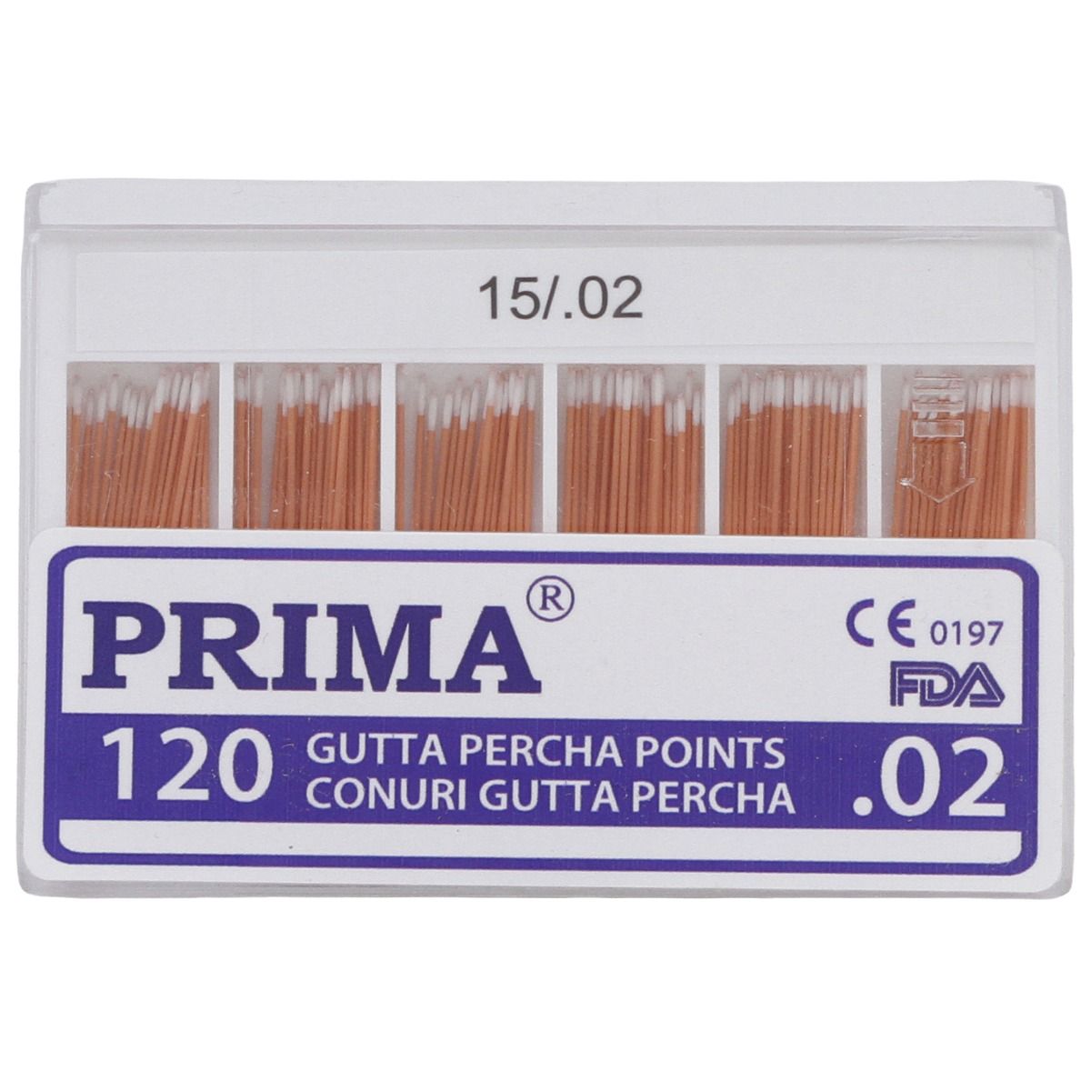 Conuri Gutapercă PRIMA .02, Mărimea 15-40, 120 bucăți