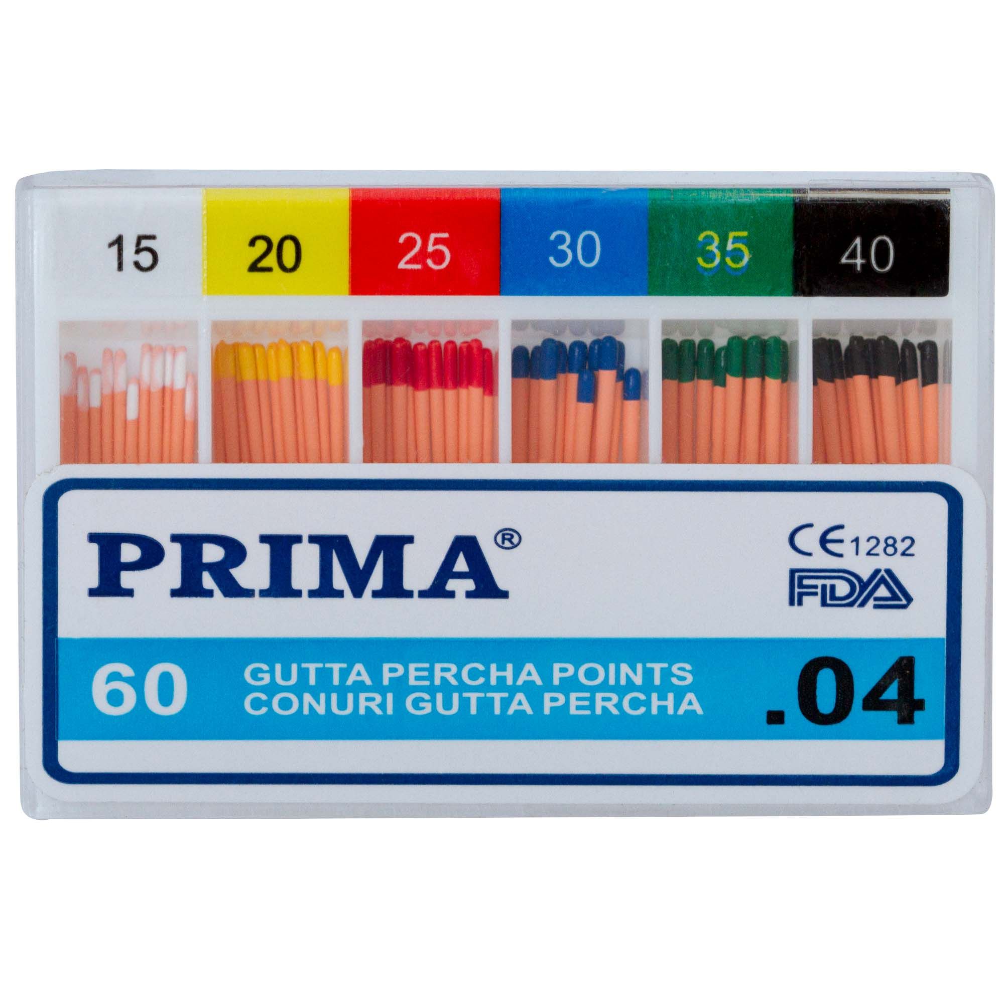 Conuri Gutapercă PRIMA .04, Asortate, Nr. 15-40, 60 bucăți