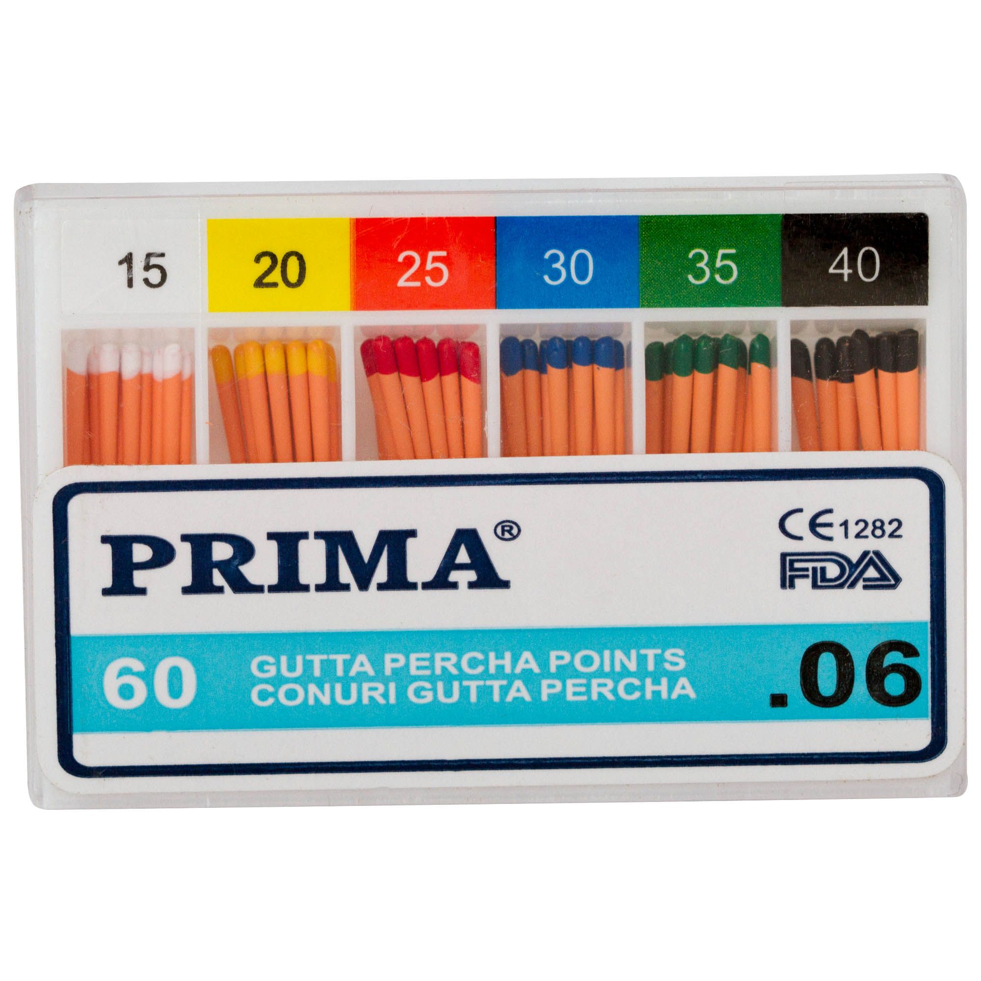 Conuri Gutapercă PRIMA .06 Asortate, Nr. 15-40, 60 bucăți