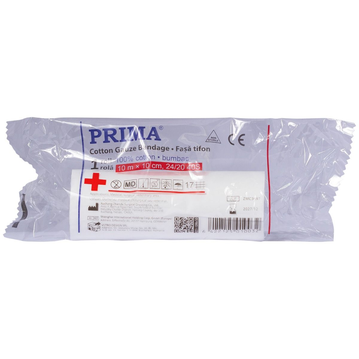 Fașă medicală din tifon PRIMA, 10m x 10cm, bumbac pur — imaginea 5