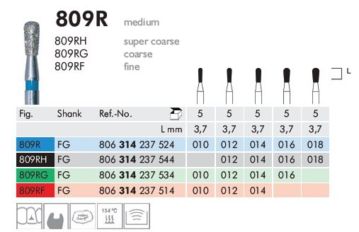 Freze Turbină Diamantate Pară Vârf Rotunjit 809RH 016 Meisinger