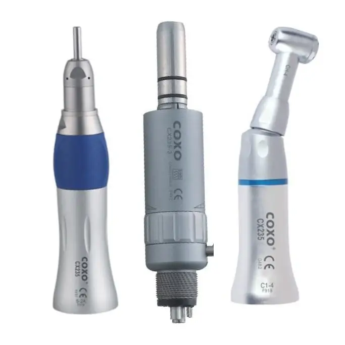 Kit complet piese dentare COXO 235-F: Contraunghi, Piesă Dreaptă, Micromotor