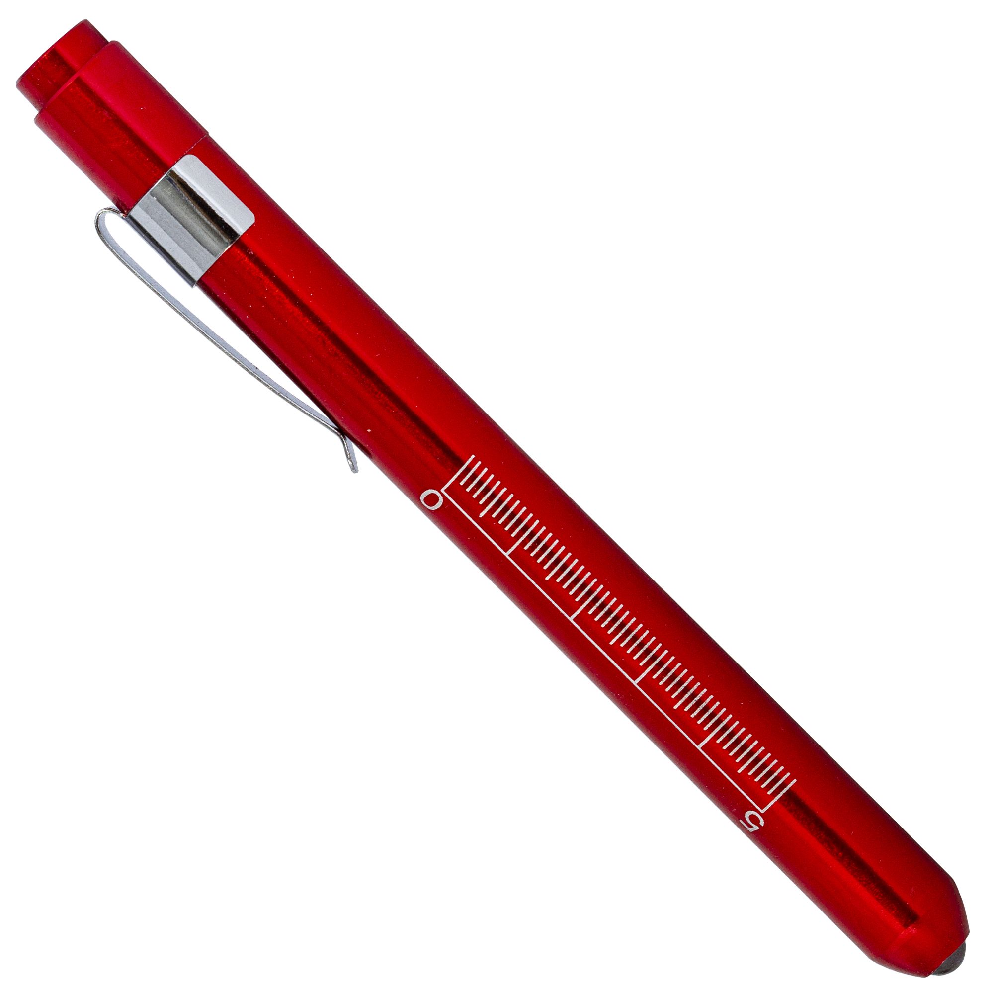 Lanterna medicala tip stilou PRIMA, din aluminiu, rosie, cu lumina portocalie — imaginea 2