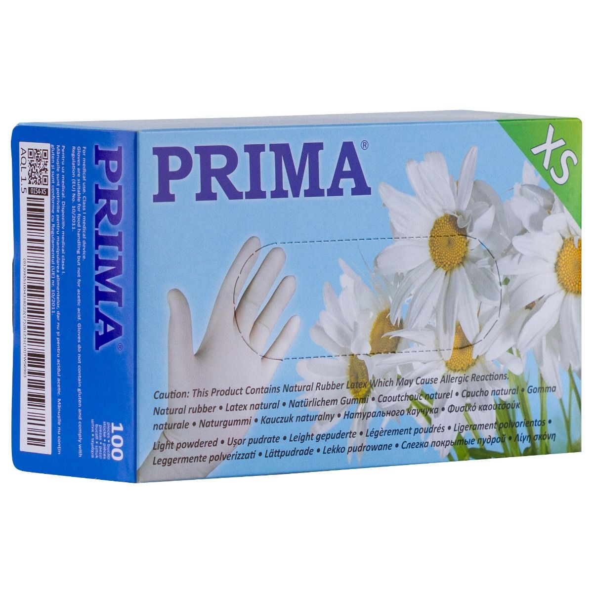 Manusi examinare albe din latex, usor pudrate, PRIMA, marimi S-XL, 100 bucati — imaginea 3