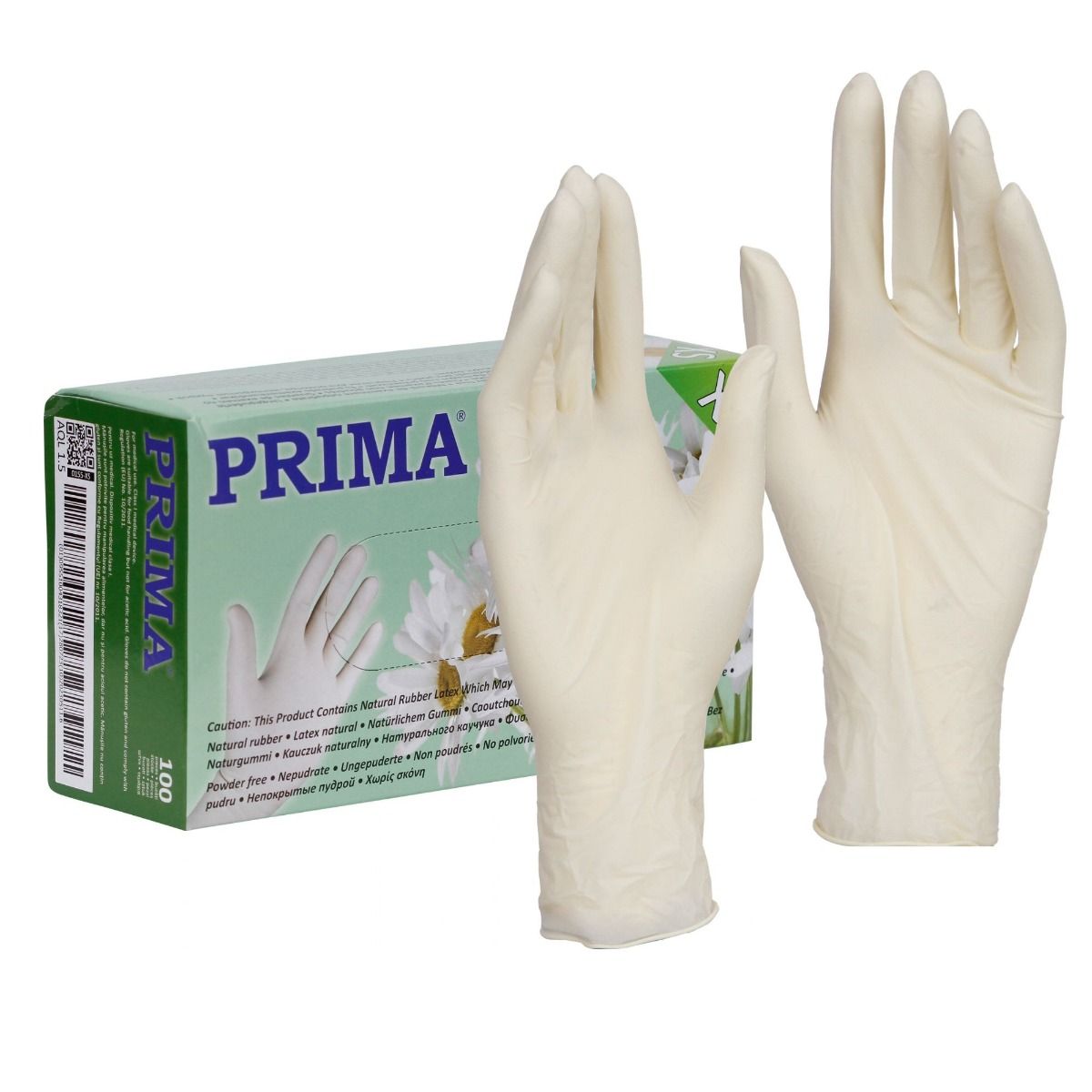 Mănuși latex nepudrate PRIMA, albe, pentru examinare stomatologică