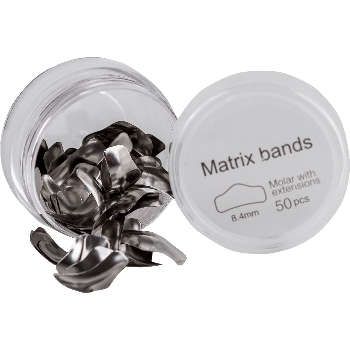 Matrici dentare sectionale metalice, PRIMA, marimea M, cu bordura, grosime 38 μm, otel inoxidabil, 50 bucati — imaginea 3