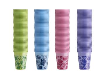 Pahare de Unică Folosință Monoart Floral Liliac, 200 ml, Euronda
