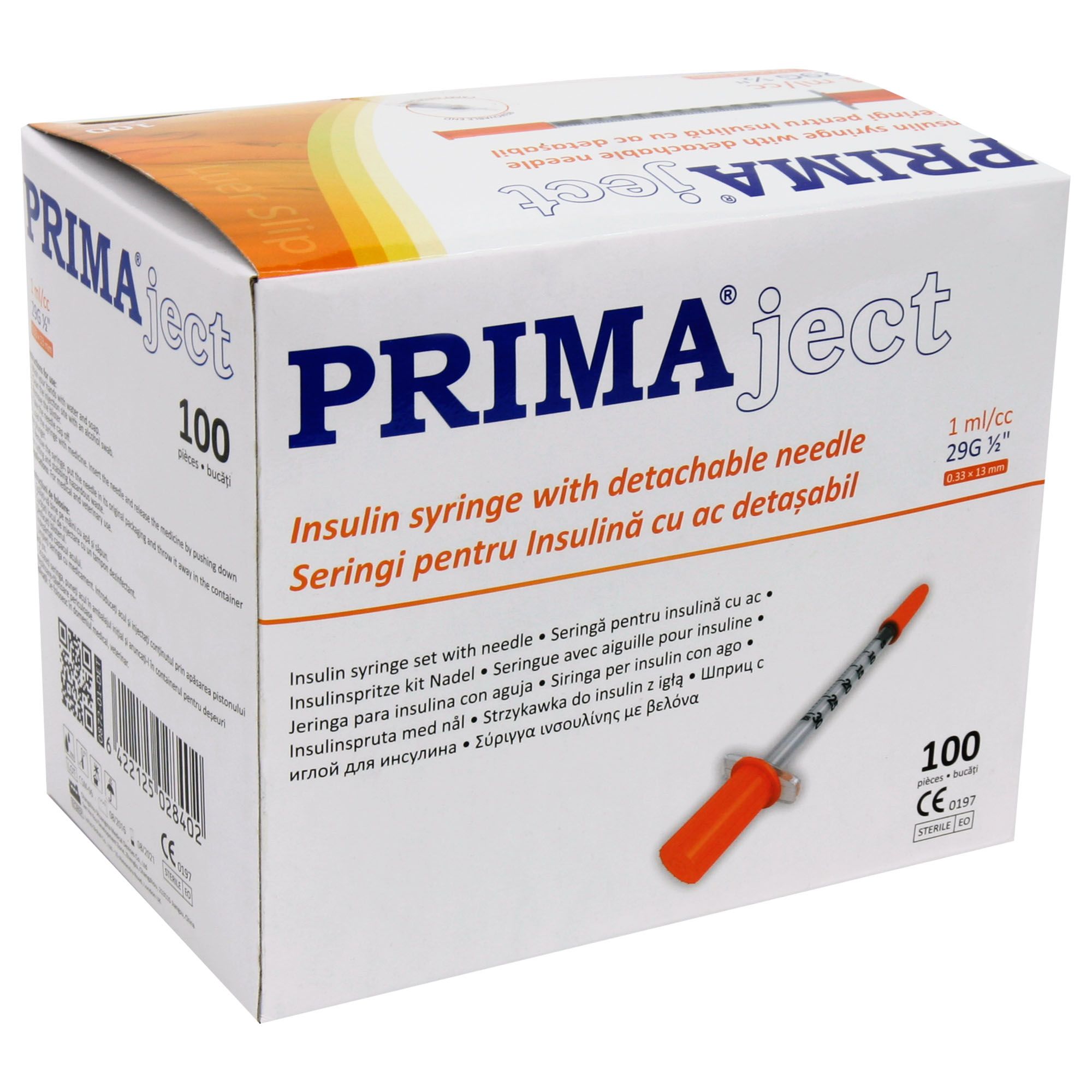 Seringi de insulină PRIMA 1ml cu ac detașabil 29G, 100 buc. — imaginea 5
