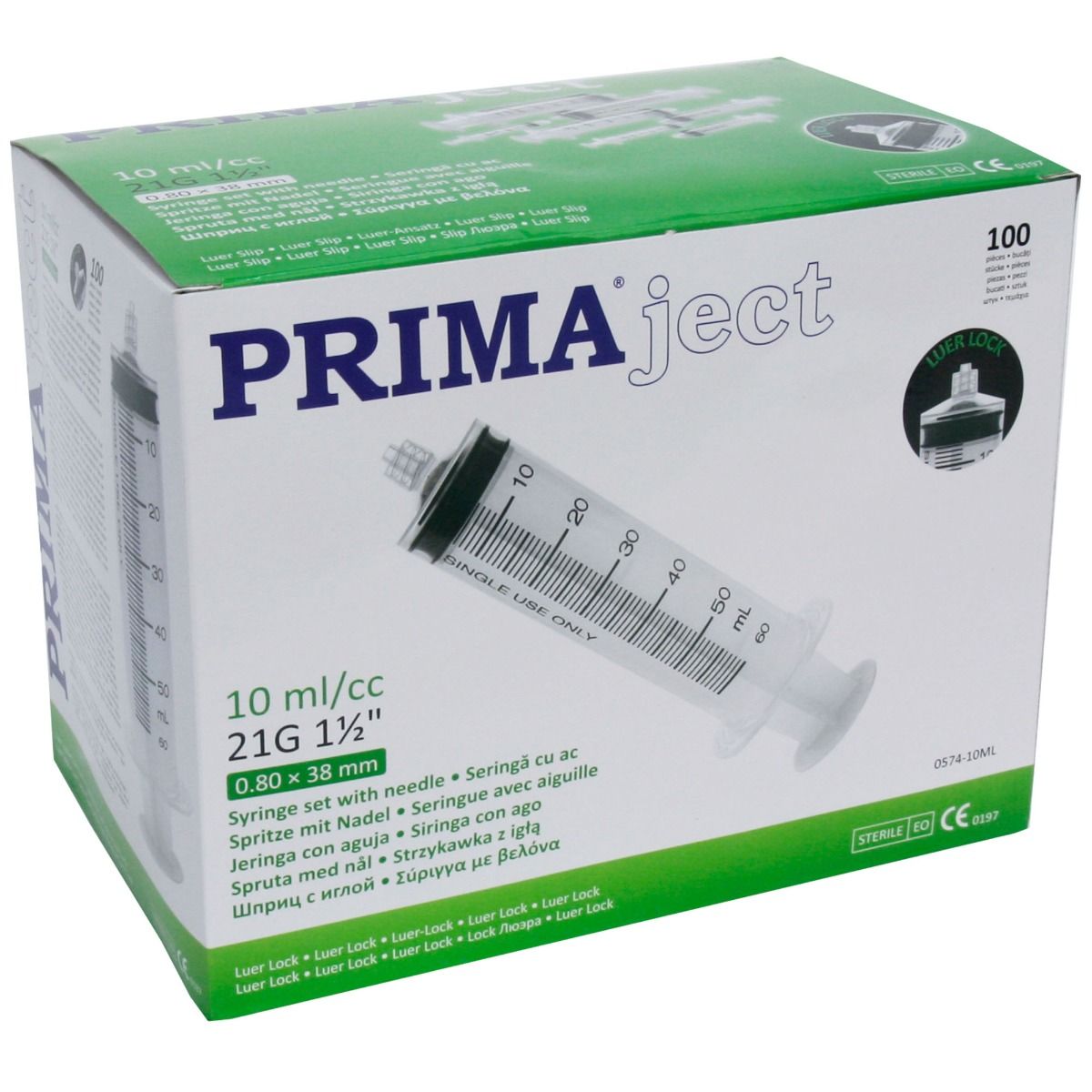 Seringi Luer Lock 10ml, PRIMA, cu ac 21G, 100 bucati — imaginea 5