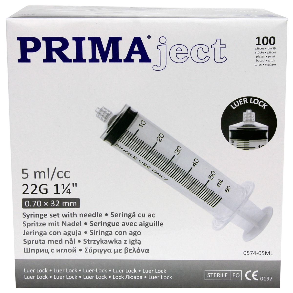 Seringi Luer Lock 5ml, PRIMA, cu ac 22G, 100 bucati — imaginea 5