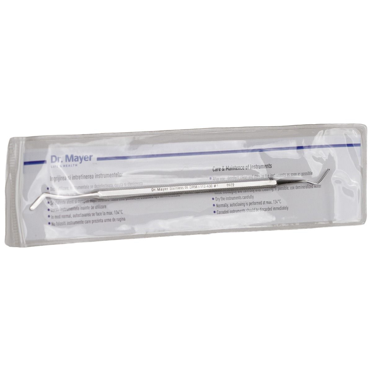 Spatula bucala din inox, cu 2 capete, 17cm — imaginea 2