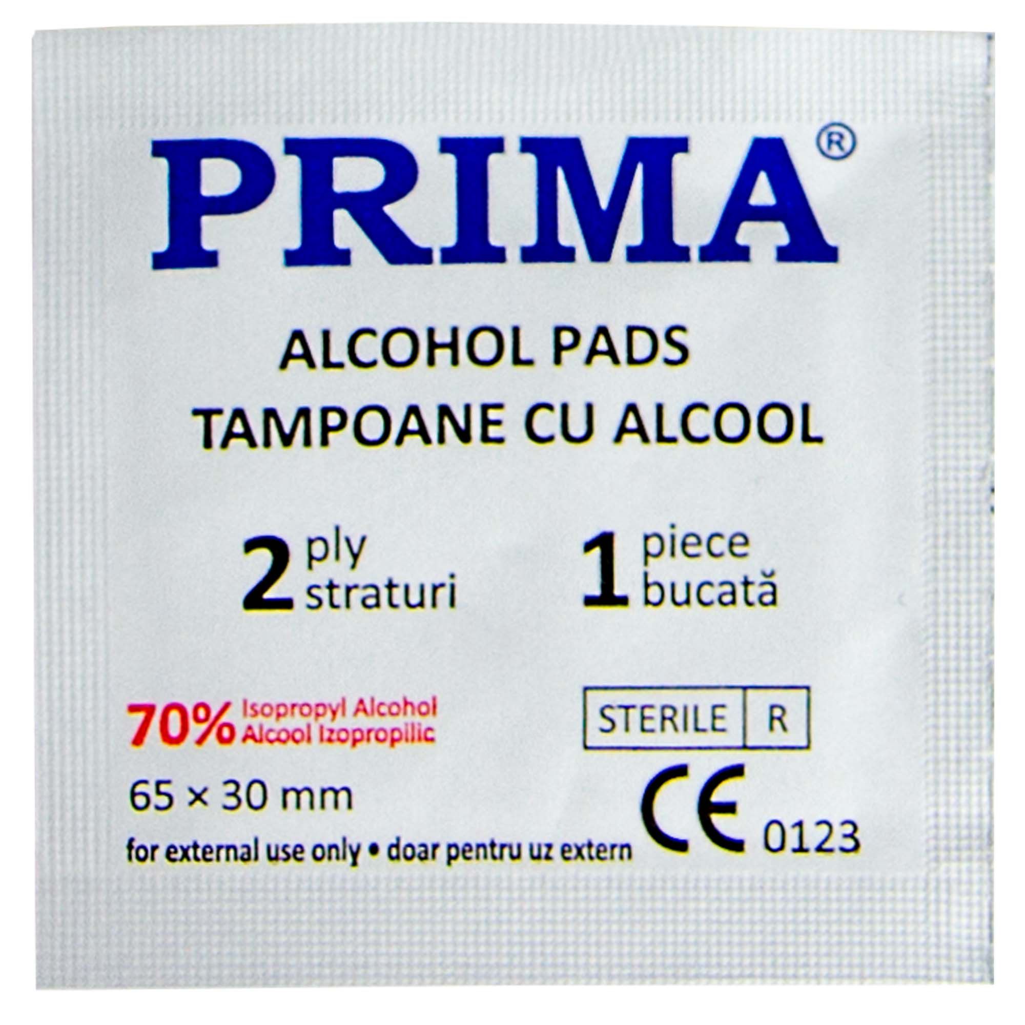 Tampoane sterile PRIMA, cu alcool izopropilic 70%, 100 buc — imaginea 2