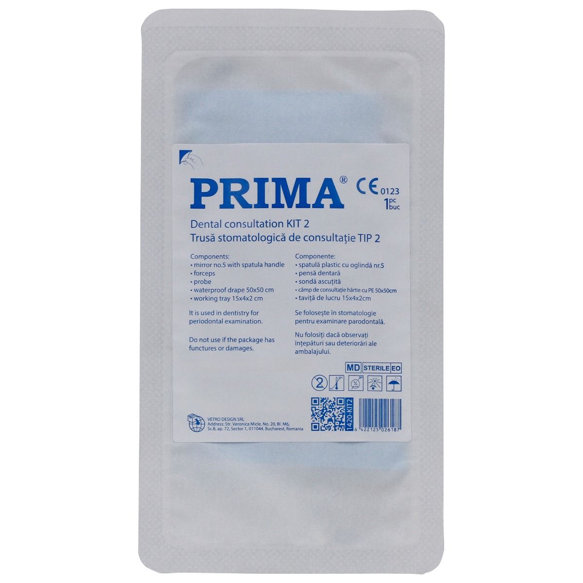 Trusa stomatologica pentru consultatie, KIT 2, sterila, de unica folosinta, PRIMA — imaginea 3