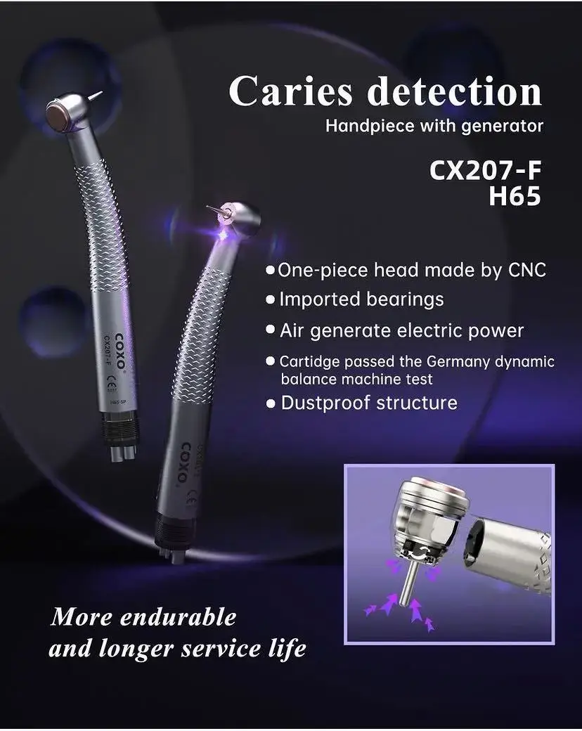 Turbină Dentară COXO H65-TP cu LED, Generator și Detecție Carie, 4 Intrări Midwest — imaginea 4