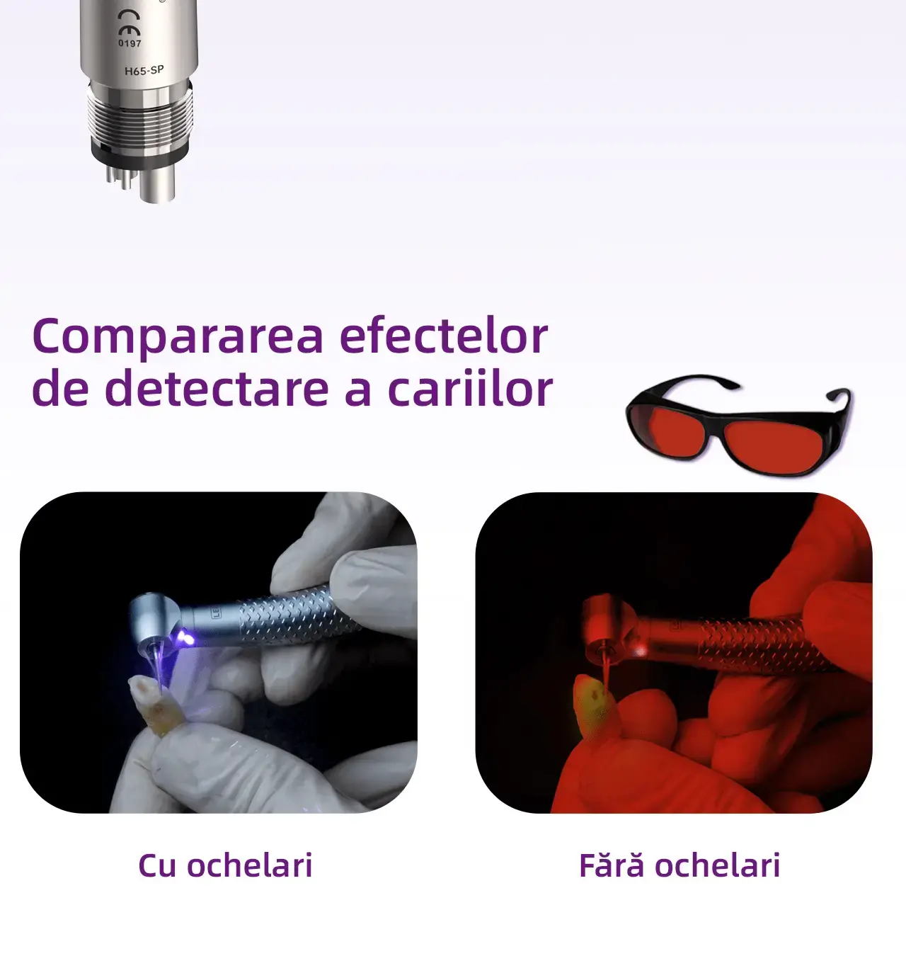 Turbină Dentară COXO H65-TP cu LED, Generator și Detecție Carie, 4 Intrări Midwest — imaginea 7